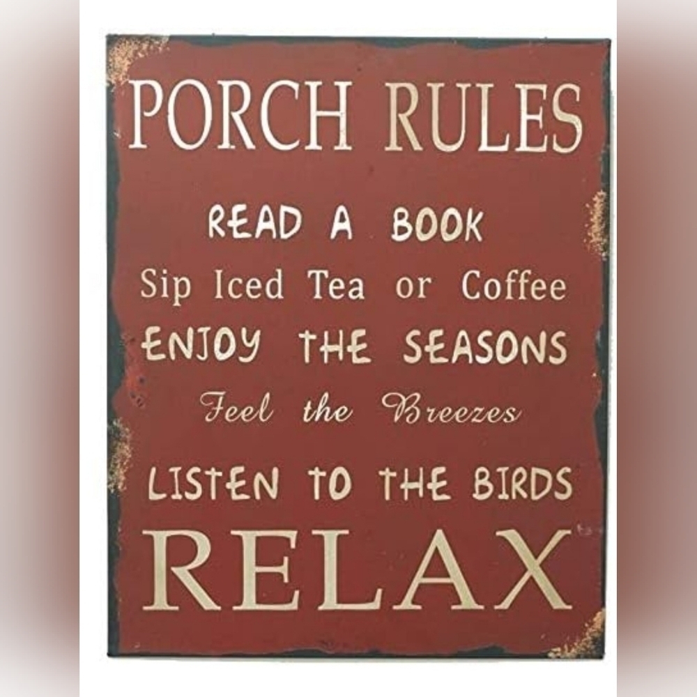 🍄 NWT RED METAL PORCH RULES - Picture 10 of 11
